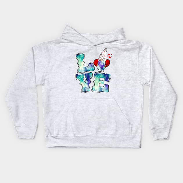 Valentines Gnomes Tie Dye Love Valentines Gnomes Heart Kids Hoodie by Studio Hues